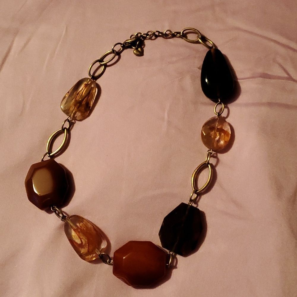 Vintage Carolee Polished‎ Stone Carnelian Necklace 18"